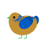A gold and ultramarine chicken with a neck-speckle pattern