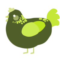 A olive and lime chicken with a neck-speckle pattern