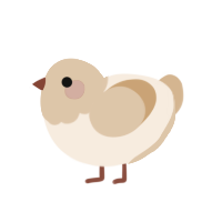 A cream and beige chicken with a head pattern