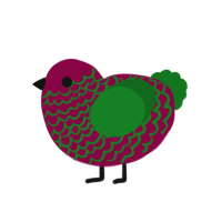 A maroon and leaf chicken with a lace pattern