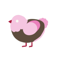 A bark and pink chicken with a head pattern