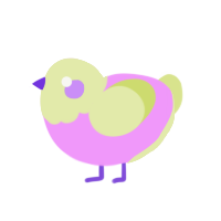 A lavender and lemon chicken with a head pattern