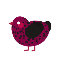 A maroon and sable chicken with a speckle pattern