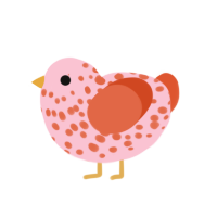 A rose and vermilion chicken with a speckle pattern