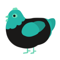 Miku Miku, a sable and turquoise chicken with a head pattern