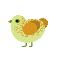 A lemon and ochre chicken with a half-lace pattern