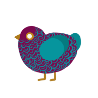 A wine and teal chicken with a double-lace pattern