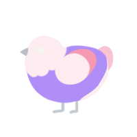 A lilac and rose chicken with a head pattern