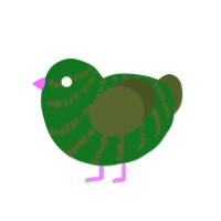 A leaf and olive chicken with a bar pattern