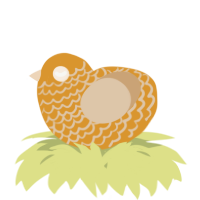 A orange and beige chicken with a lace pattern