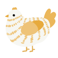 Golden Goose, a white and honey chicken with a bar pattern