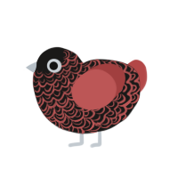 A sable and red chicken with a double-lace pattern