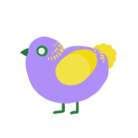 A lilac and yellow chicken with a neck-band pattern