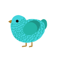 A aqua and turquoise chicken with a lace pattern