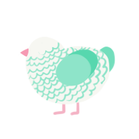 Blossom, a white and mint chicken with a lace pattern