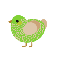 A grass and beige chicken with a lace pattern