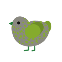 A ash and chartreuse chicken with a speckle pattern
