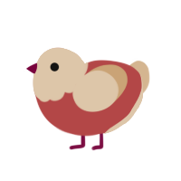 A red and beige chicken with a head pattern