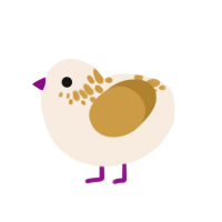 A cream and gold chicken with a neck-speckle pattern