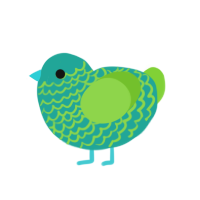 A turquoise and grass chicken with a lace pattern
