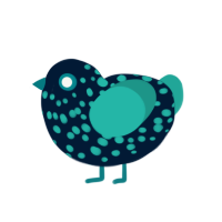 A tumblr and turquoise chicken with a speckle pattern