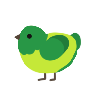A lime and viridian chicken with a head pattern