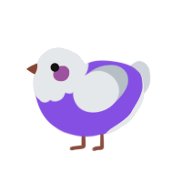 A blurple and mist chicken with a head pattern