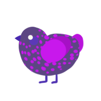 A overcast and amethyst chicken with a speckle pattern
