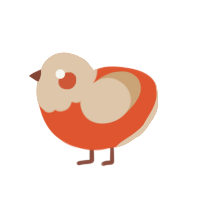 A vermilion and beige chicken with a head pattern