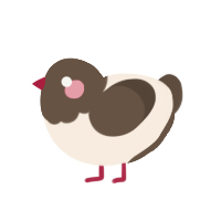 A cream and bark chicken with a head pattern
