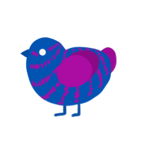 A ultramarine and plum chicken with a bar pattern