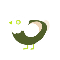 A olive and cream chicken with a head pattern