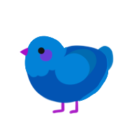 A ultramarine and sapphire chicken with a head pattern