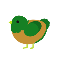 A gold and leaf chicken with a head pattern