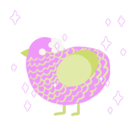 A lavender and lemon chicken with a lace pattern
