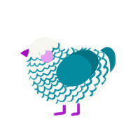 A white and sea chicken with a lace pattern