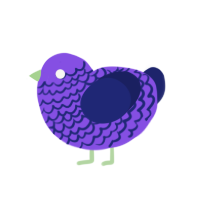 A blurple and navy chicken with a lace pattern