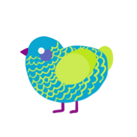 A cerulean and lime chicken with a lace pattern
