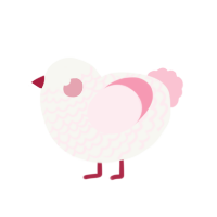A white and rose chicken with a lace pattern