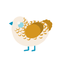 A cream and ochre chicken with a half-lace pattern