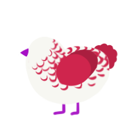 A white and crimson chicken with a half-lace pattern