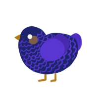 A navy and indigo chicken with a lace pattern