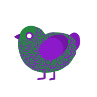 A viridian and violet chicken with a double-lace pattern