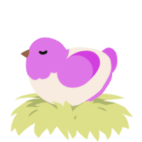 A cream and orchid chicken with a head pattern