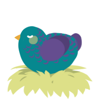 A teal and overcast chicken with a half-lace pattern