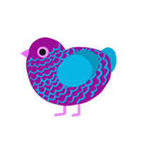 A plum and cerulean chicken with a lace pattern