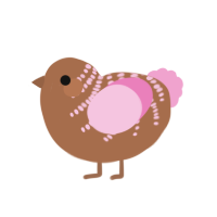 A brown and pink chicken with a half-bar pattern
