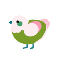 A chartreuse and rose chicken with a head pattern
