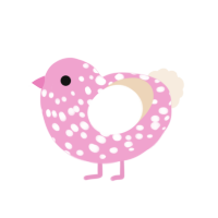 A pink and cream chicken with a speckle pattern