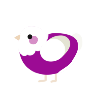 A plum and white chicken with a head pattern